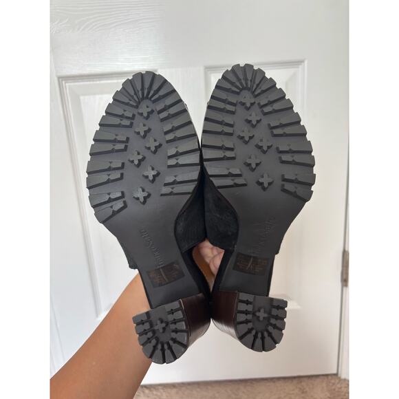 Franco Sarto Austin black leather sandal heel sz 9.5 - Picture 7 of 10